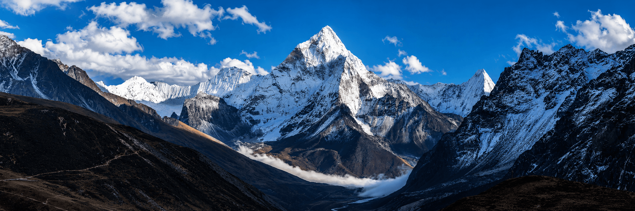 Himalayan mountains and temple